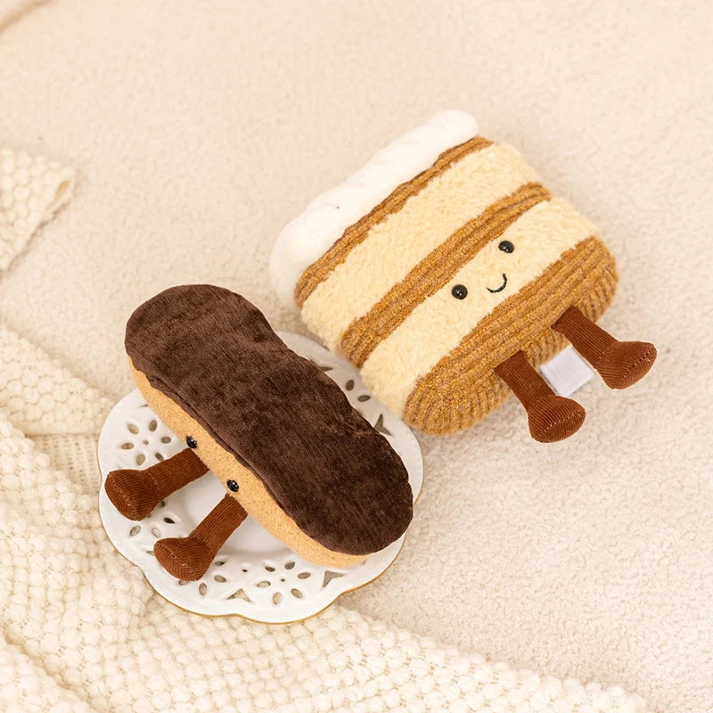 Cute Dessert Plush Toys – Soft Cake, Waffle, Pancake, Macaron, Éclair Stuffed Dolls for Kids Gift & Home Decor