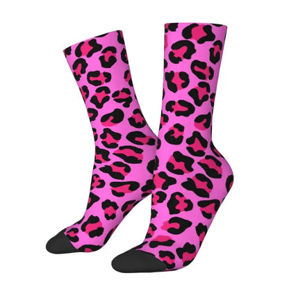 Custom Funny Leopard Print Socks – 3D Animal Cheetah Pattern Warm Sports Socks for Men & Women