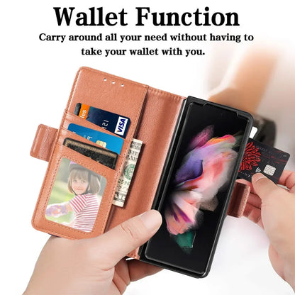 PU Leather Card Holder Case with Pen Slot for Samsung Galaxy Z Fold 6/5/4/3 – Slim Back Cover (No Pen)
