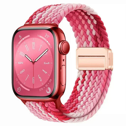 Nylon Braided Loop Apple Watch Band – Magnetic Metal Bracelet Strap for Ultra 2, Series 3–9 & SE (40mm–49mm) Adjustable Wristband