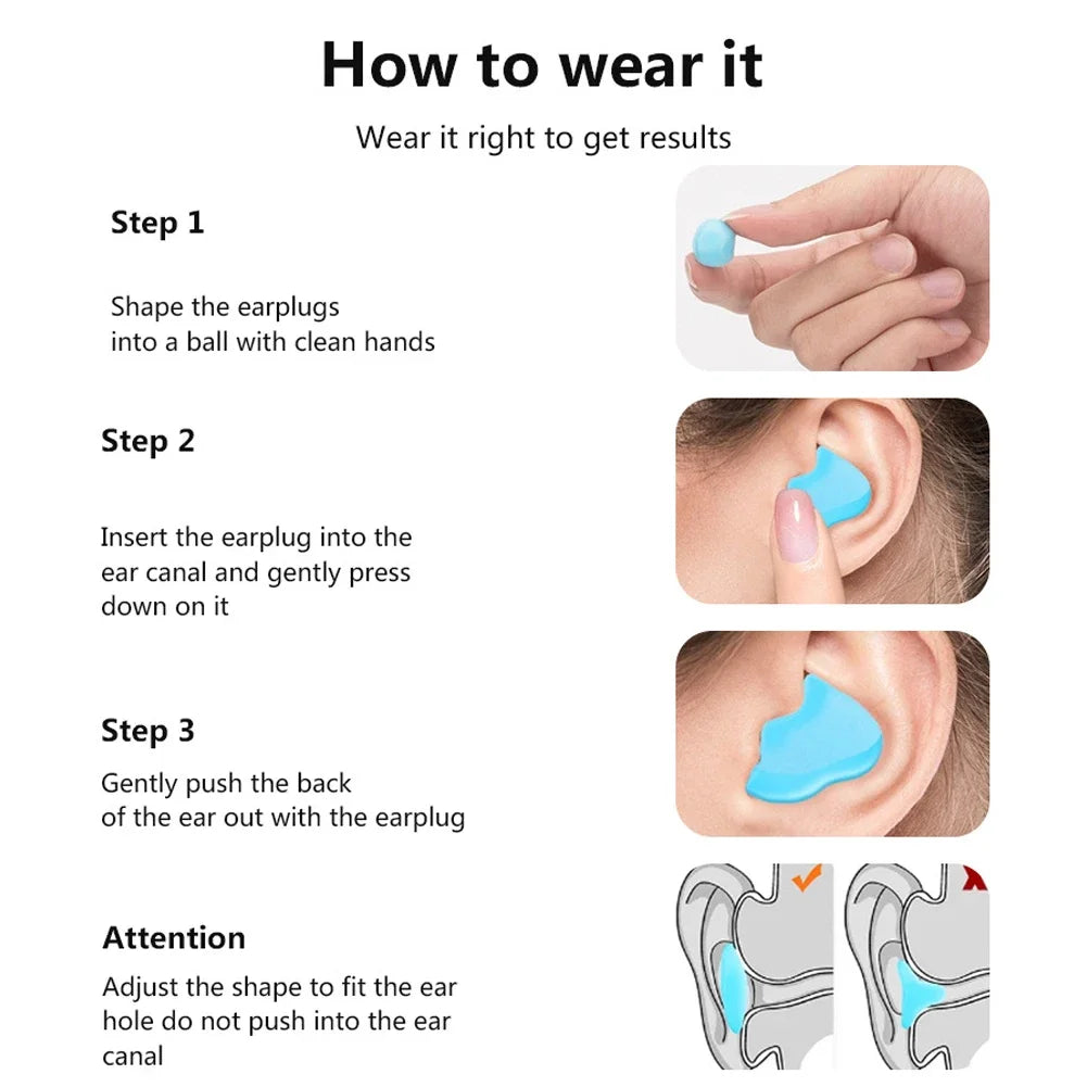 Silicone Earplugs – Moldable Noise-Reducing Ear Protection for Sleeping, Travel & Swimming