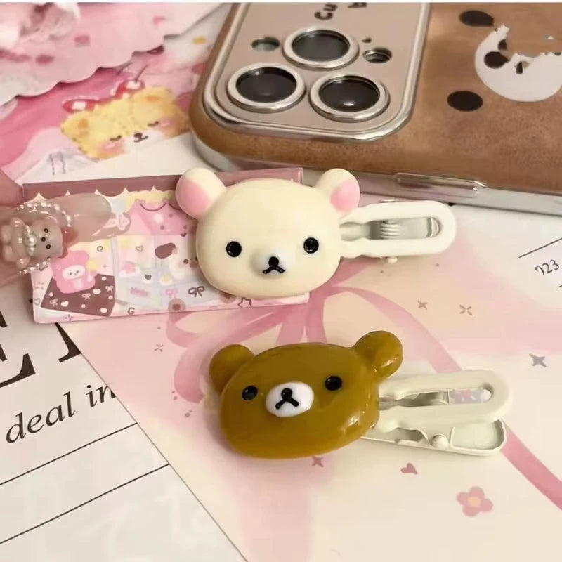 Cute Bear Hairpin Set - Preppy Style Plastic Hair Clips Sweet Accessories for Girls & Friendship Gifts