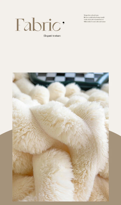 Solid Color Rabbit Plush Blanket - Office Nap Shawl, Air Conditioning Blanket & Sofa Cover