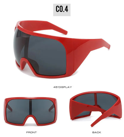 2025 Oversized Punk Shield Sunglasses – Luxury Steampunk Big Frame UV400 Sport Goggles for Women & Men