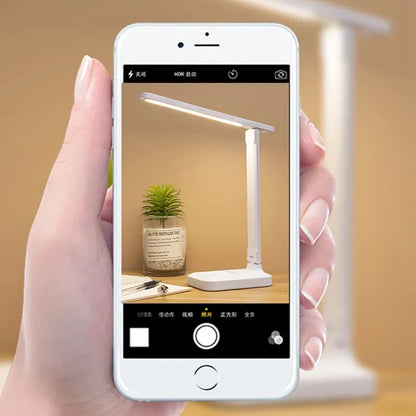6000mAh Chargeable LED Table Lamp - USB 3 Color Stepless Dimmable Desk Lamp, Touch Foldable, Eye Protection Reading Night Light