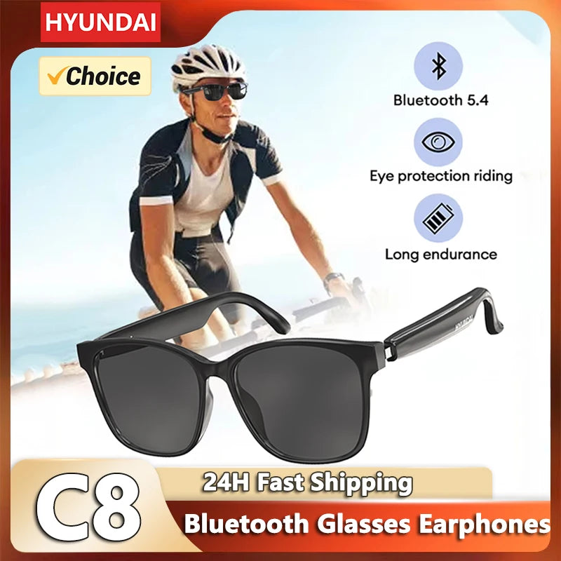 Choice HYUNDAI C8 Bluetooth 5.4 Glasses – Wireless Earphones with HD Mic, Multi-Function Keys, Driving Sunglasses (Lenovo C8 Compatible)