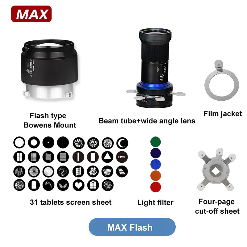 MIAOTU MG06 MAX Bowens Mount Snoot Kit - Focalize Conical Optical Condenser for Flash and Creative Shaped Light Effects