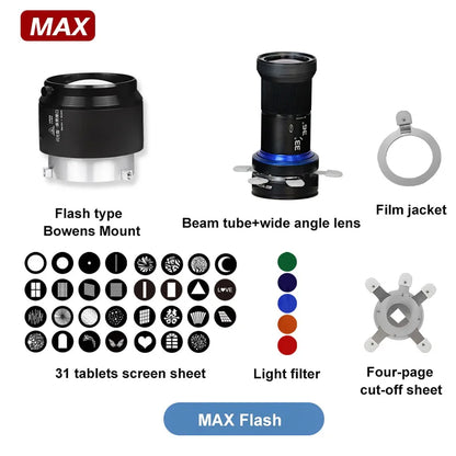 MIAOTU MG06 MAX Bowens Mount Snoot Kit - Focalize Conical Optical Condenser for Flash and Creative Shaped Light Effects
