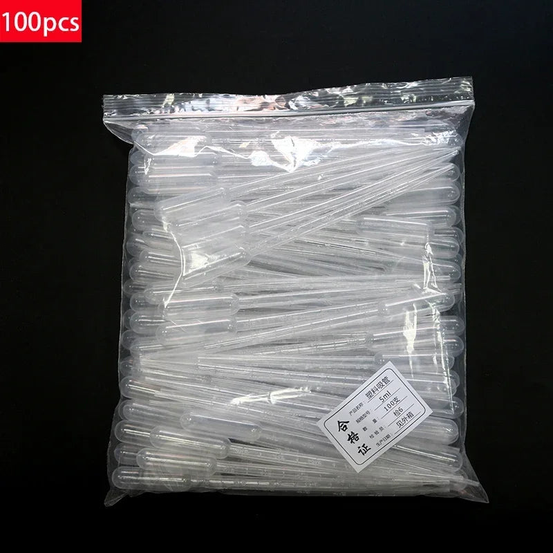 100PCS Laboratory Pipette Set — Plastic Disposable Graduated Droppers, 0.2/0.5/1/2/3/5/10mL for Liquid Measurement
