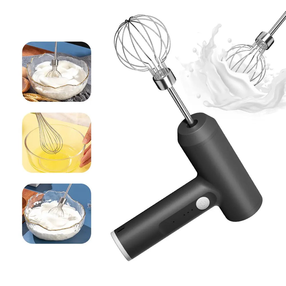 Wireless Electric Handheld Mixer – 3-Speed Portable Egg Beater for Baking, Dough & Cream