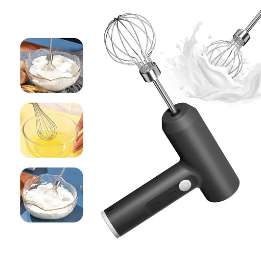 Wireless Electric Handheld Mixer – 3-Speed Portable Egg Beater for Baking, Dough & Cream