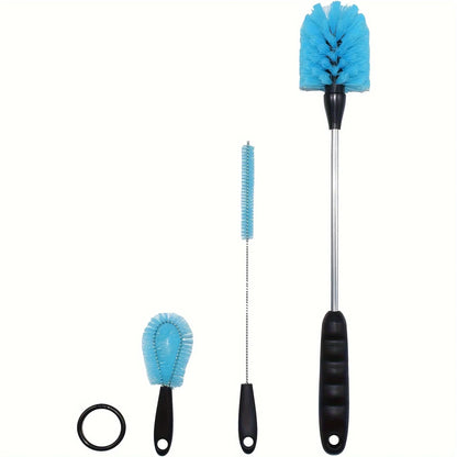 3-in-1 Stainless Steel Bottle Brush Set - Long Handle Water Bottle Cleaner & Kitchen Scrubbing Tool