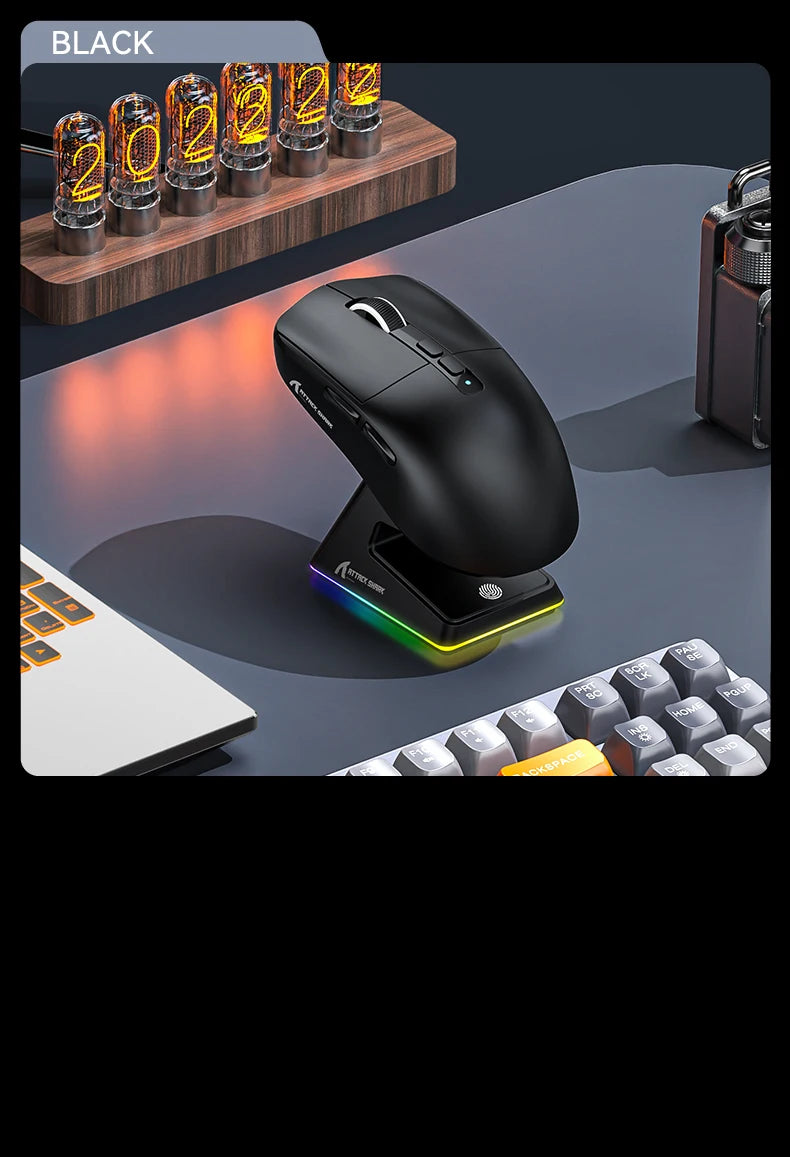 Attack Shark X6 PAW3395 Bluetooth Gaming Mouse — Tri-Mode Connection with RGB Touch, Magnetic Charging Base & Macro Functions