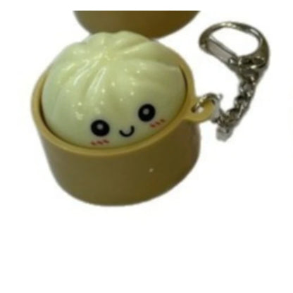 Cute Dumpling LED Keychain – Kawaii Squishy Bao Night Light and Soft Silicone Stress Relief Backpack Charm
