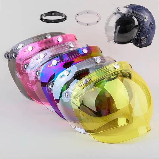 Motorcycle Helmet Bubble Visor – Anti-Fog UV Protection HD Lens for Retro Open Face Helmets