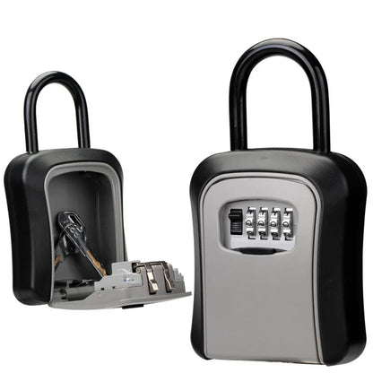 4 Digit Outdoor Password Key Box with Waterproof Steel Wire Hanging Hook - Free Installation & Extended Locking Storage