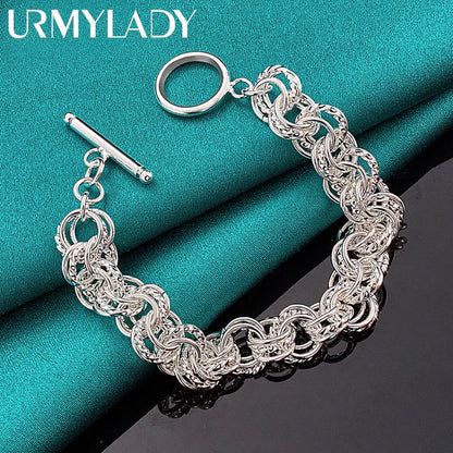 925 Sterling Silver Circle Bracelet – Elegant Fashion Jewelry for Wedding & Party, High-Quality Factory Price