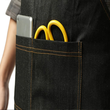 Denim Work Apron with Pockets - Lightweight Waterproof Waxed Canvas Tool Apron for Men & Women
