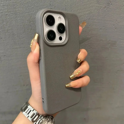 Candy Color Lichee Pattern Soft Phone Case – Shockproof Cover for iPhone 11–17, Pro Max, Air, 16E, X, XS, XR