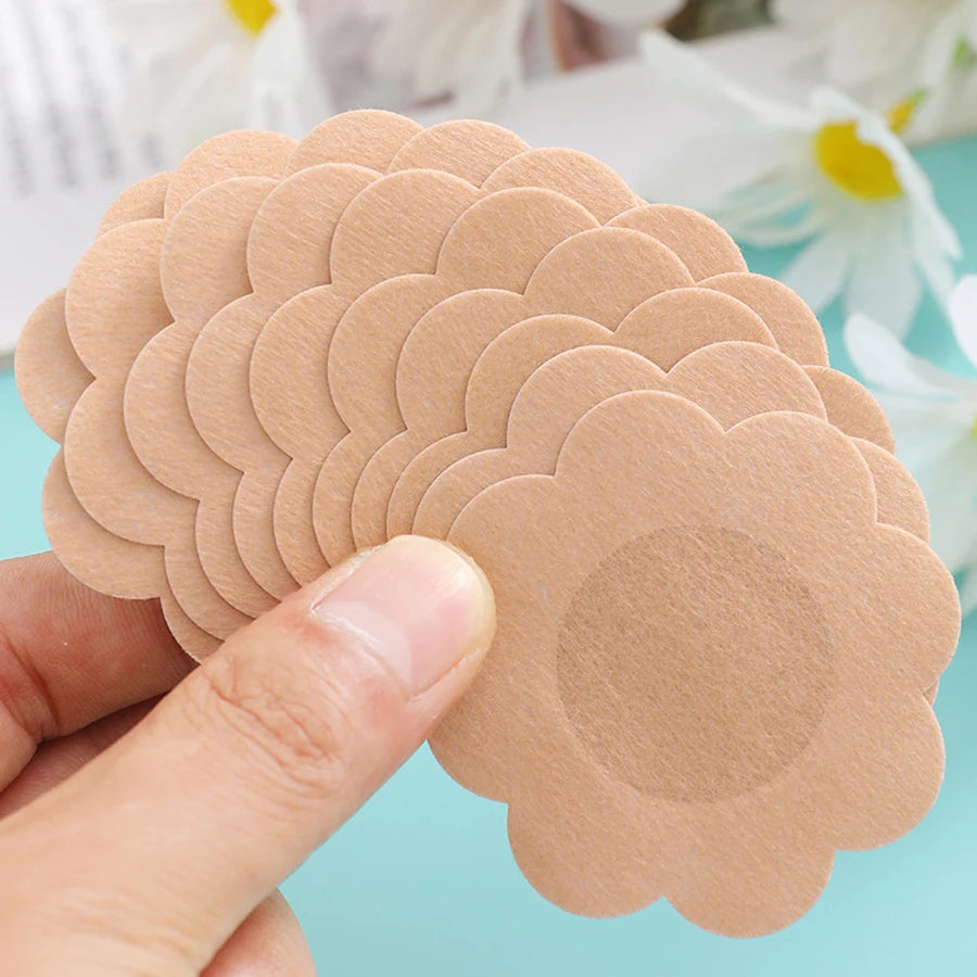 100PC Disposable Cloth Nipple Covers – Invisible Bra Pasties, Breast Petals & Chest Stickers for Women