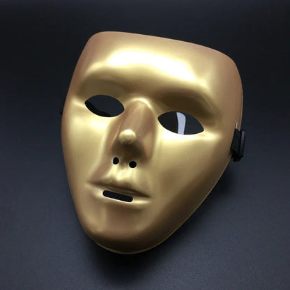 Halloween Masquerade Full Face Mask – Hand-Painted White & Black Gold Death Clown for Adults
