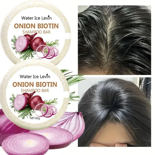 Onion & Biotin Shampoo Soap Bar 60g with Rosemary Extract for Moisturizing Hair Care