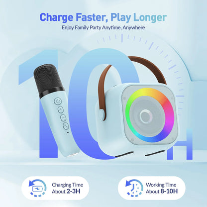 Haomuren Portable Karaoke Machine – Mini Bluetooth Speaker with 1-2 Wireless Microphones, Singing Toy for Kids & Family Party Gift
