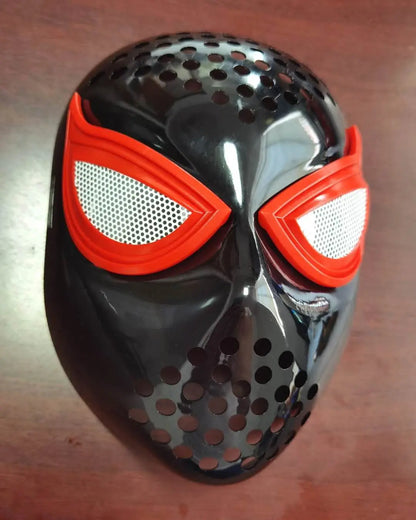 Spider-Man: Far From Home Iron Spider Cosplay Mask — Red & Black Faceshell Helmet with Elastic Straps, Costume Accessory