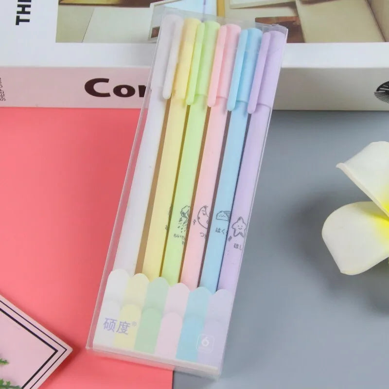 6-Piece Lytwtw Morandi Color Gel Pen Set – Cute Creative Kawaii Pens for Office & School Supplies