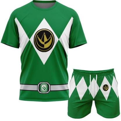 2026 Power Rangers Oversized Sportswear Set - Breathable Quick-Dry Tee & Shorts for Men & Women