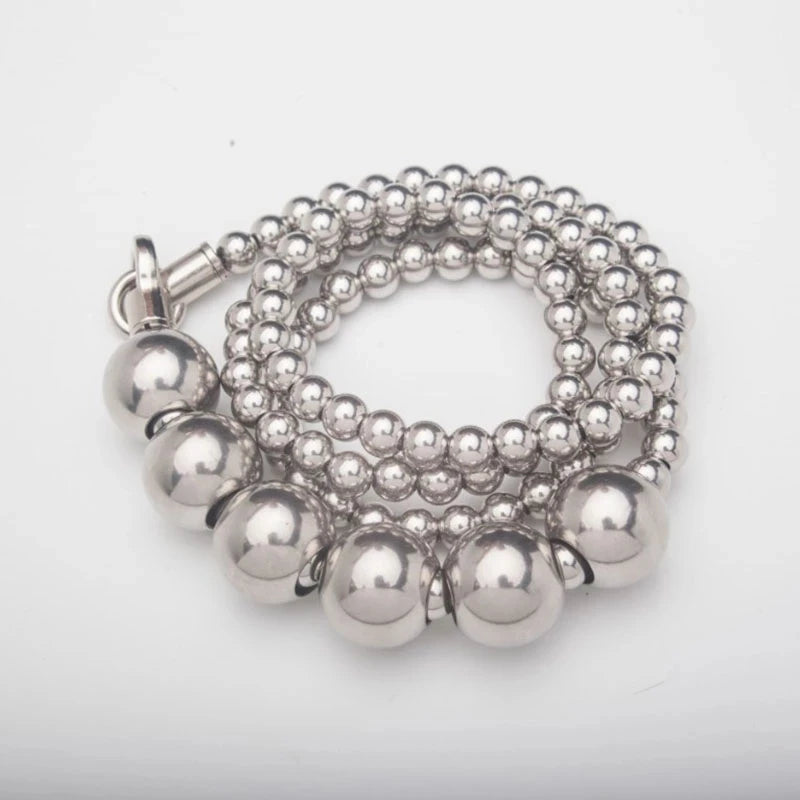 EDC Stainless Steel Ball Bracelet and Necklace - Titanium Steel Personal Safety Accessory for Everyday Carry