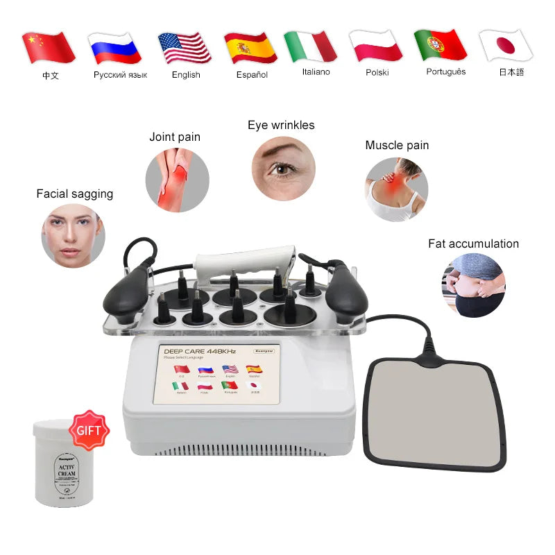Portable INDIBA 448k RF Therapy Device | Deep Warm Physical Therapy for Pain Relief, Skin Firming & Weight Loss