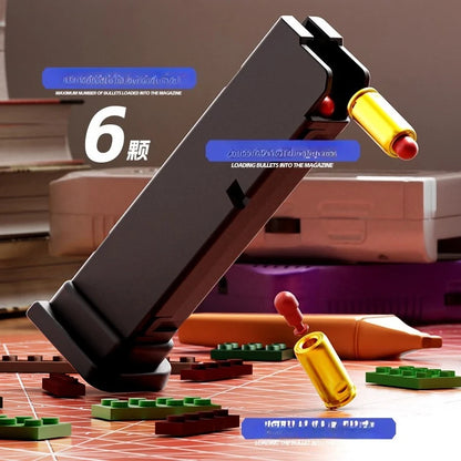 Building Block Shell Ejecting Toy Gun – Blowback Continuous Firing Airsoft Style Pistol for Outdoor Play & Collectors