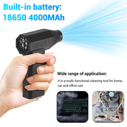 130000RPM Mini Turbo Jet Fan Electric Air Duster – Adjustable Wind Speed Portable Blower, Rechargeable Car Cleaning Tool