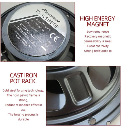 6 Inch 640W 3-Way Universal Car Coaxial Speakers - Full Range HiFi Auto Stereo with Non-Destructive Installation