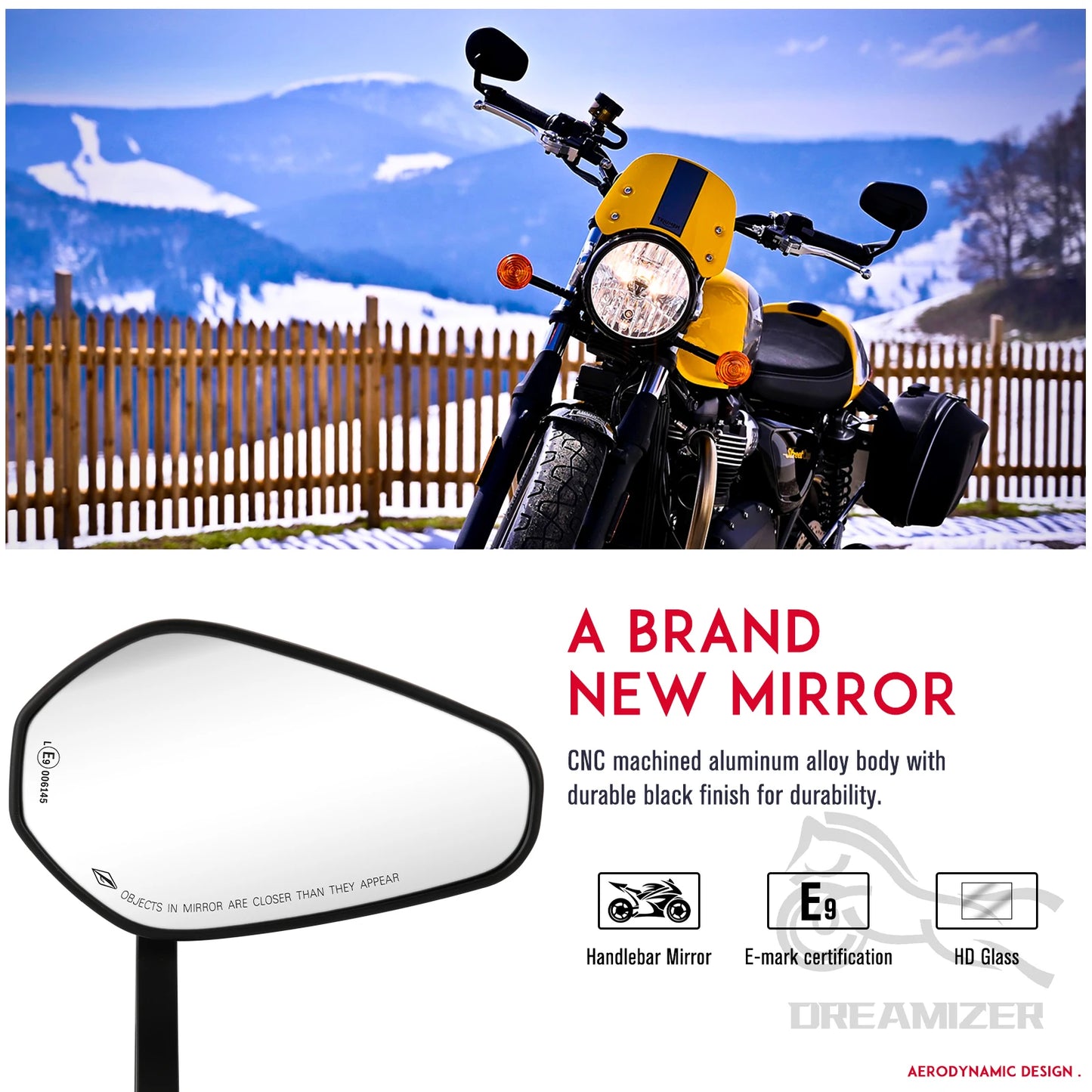 Motorcycle Rearview Side Mirrors | 7/8" & 1" Handlebar End Mirrors for Yamaha & Kawasaki