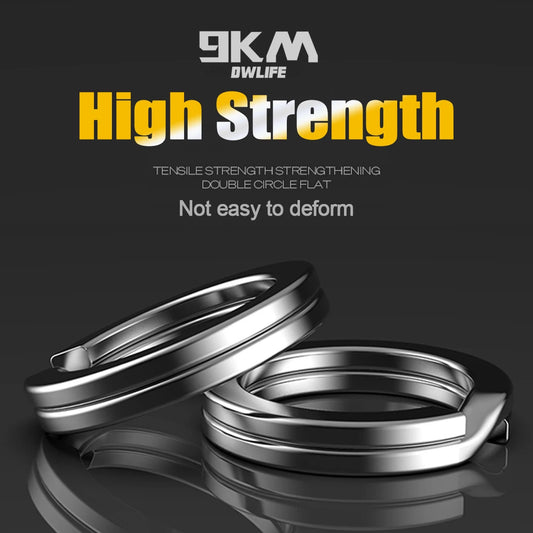9KM 30PCS Fishing Split Rings - Stainless Steel Black Lure Connectors for Saltwater Terminal Tackle Accessories