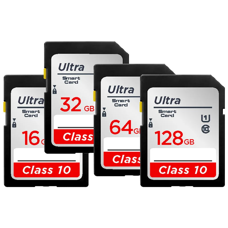 High-Speed SD Memory Card — 16GB/32GB/64GB/128GB/256GB V10 Flash Card for Cameras