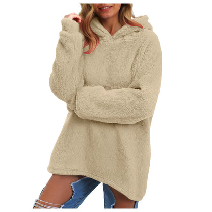 Women's Winter Fleece Hoodie - Warm Soft Fluffy Harajuku Streetwear Pullover