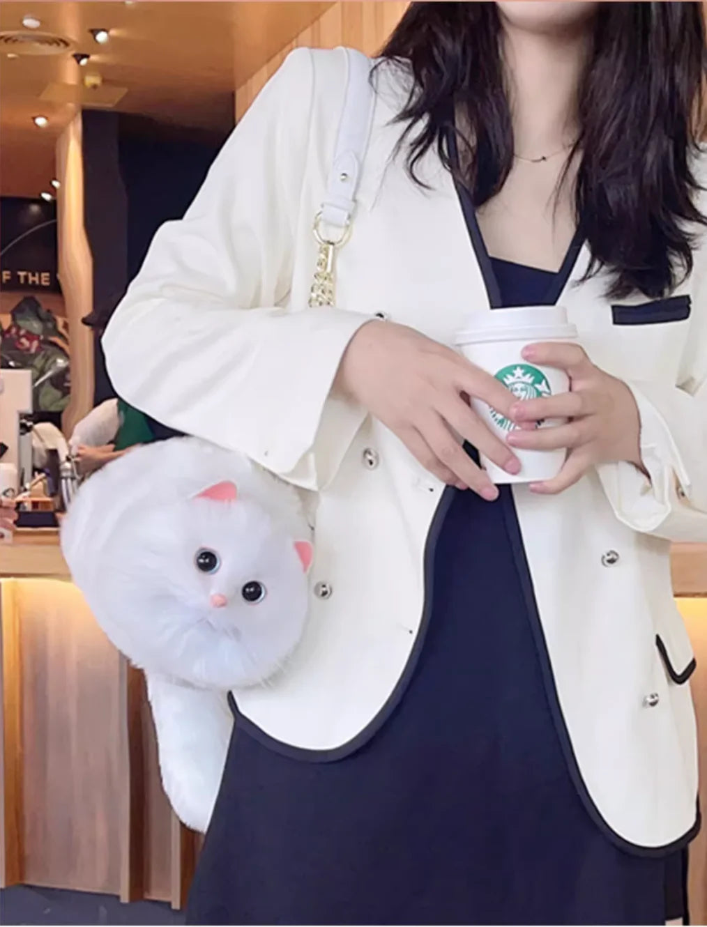 One Shoulder Small Messenger Bag – Handmade Plush Cat Design for Women Autumn Winter