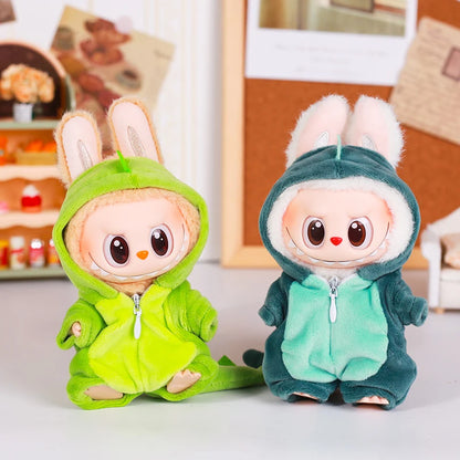 13cm Labubu Doll Clothes — 6-Piece Dinosaur Animal Outfit with Hat