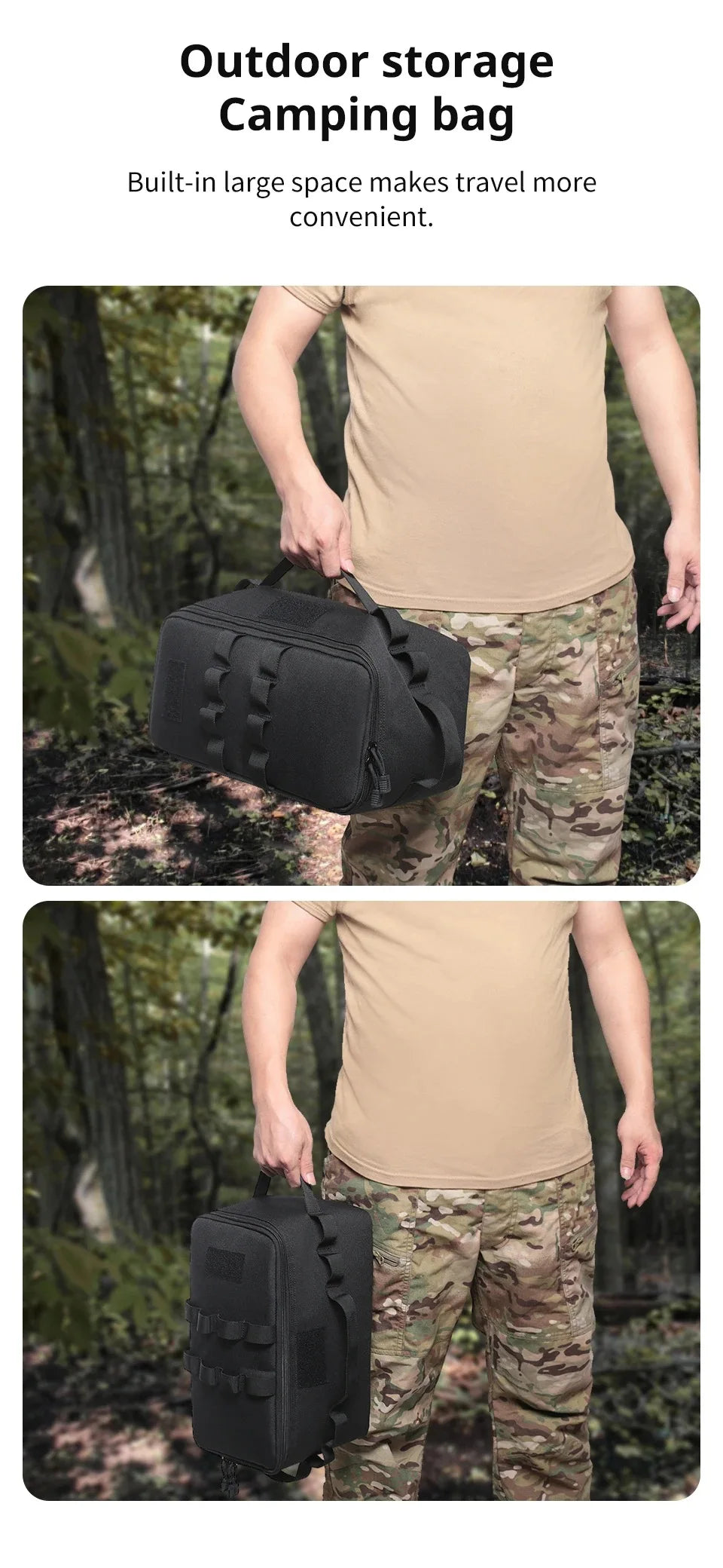 Outdoor Camping Gas Tank & Tool Storage Bag – Large Capacity Bag for Gas Canister, Ground Nails, and Cookware