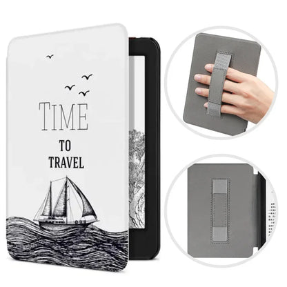 SA568B Leather Case for Kindle Paperwhite 12th Gen 2024 Signature Edition – 7-Inch Cover with Hand Strap & Auto Sleep