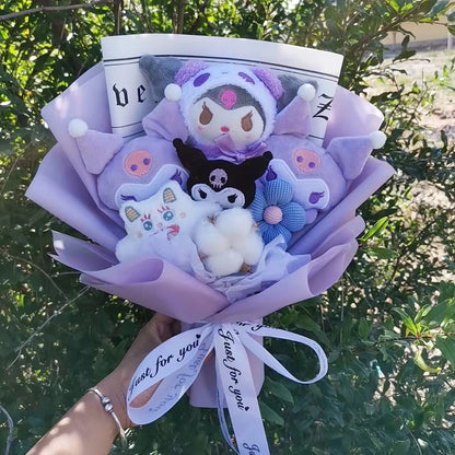Sanrio Kuromi Plush Flower Bouquet — Soft Plush Doll Gift for Christmas, Valentine's Day, Birthday & Wedding Party
