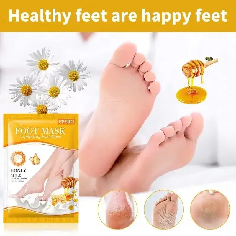 Honey Foot Mask – 1 Pair for Dead Skin & Callus Removal, Exfoliating Foot Treatment, Whitening Foot Spa & Skin Care Tool