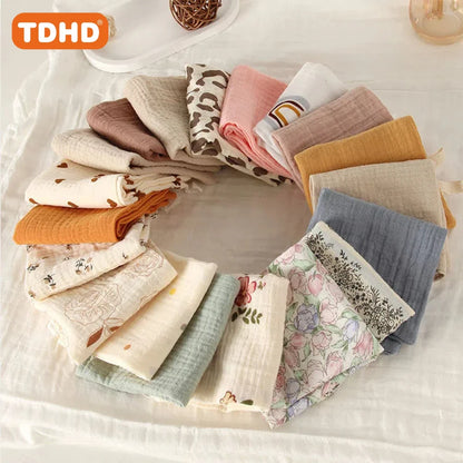 TDHD 5PCS Baby Towels – Soft Cotton Muslin Squares for Newborns, Infant Hand, Bath, Shower, and Face Use