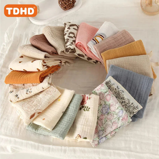 TDHD 5PCS Baby Towels – Soft Cotton Muslin Squares for Newborns, Infant Hand, Bath, Shower, and Face Use