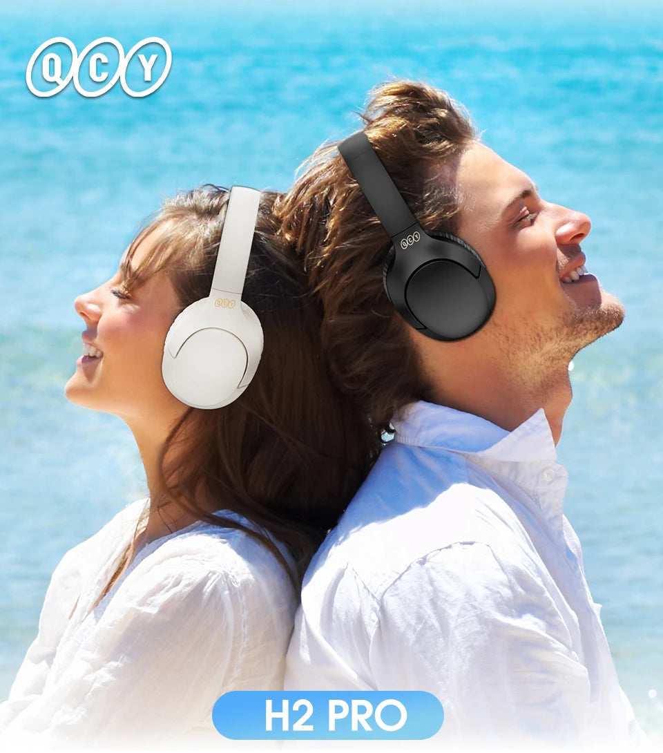 QCY H2 Pro Wireless Headphones - Bluetooth 5.3, HIFI 3D Stereo, BASS Mode Gaming Earbuds, 70H Playtime, Over-Ear Headset
