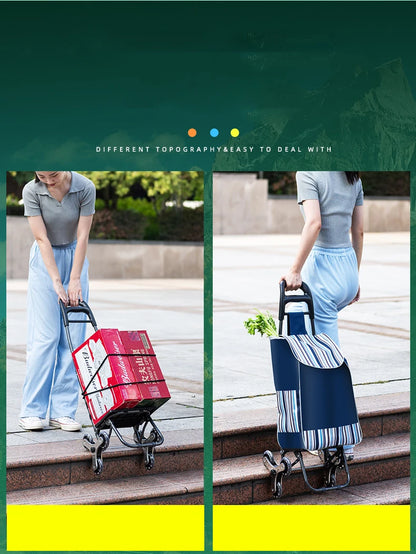 Lightweight Folding Grocery Shopping Trolley – Hand-Pull Cart for Household & Outdoor Travel