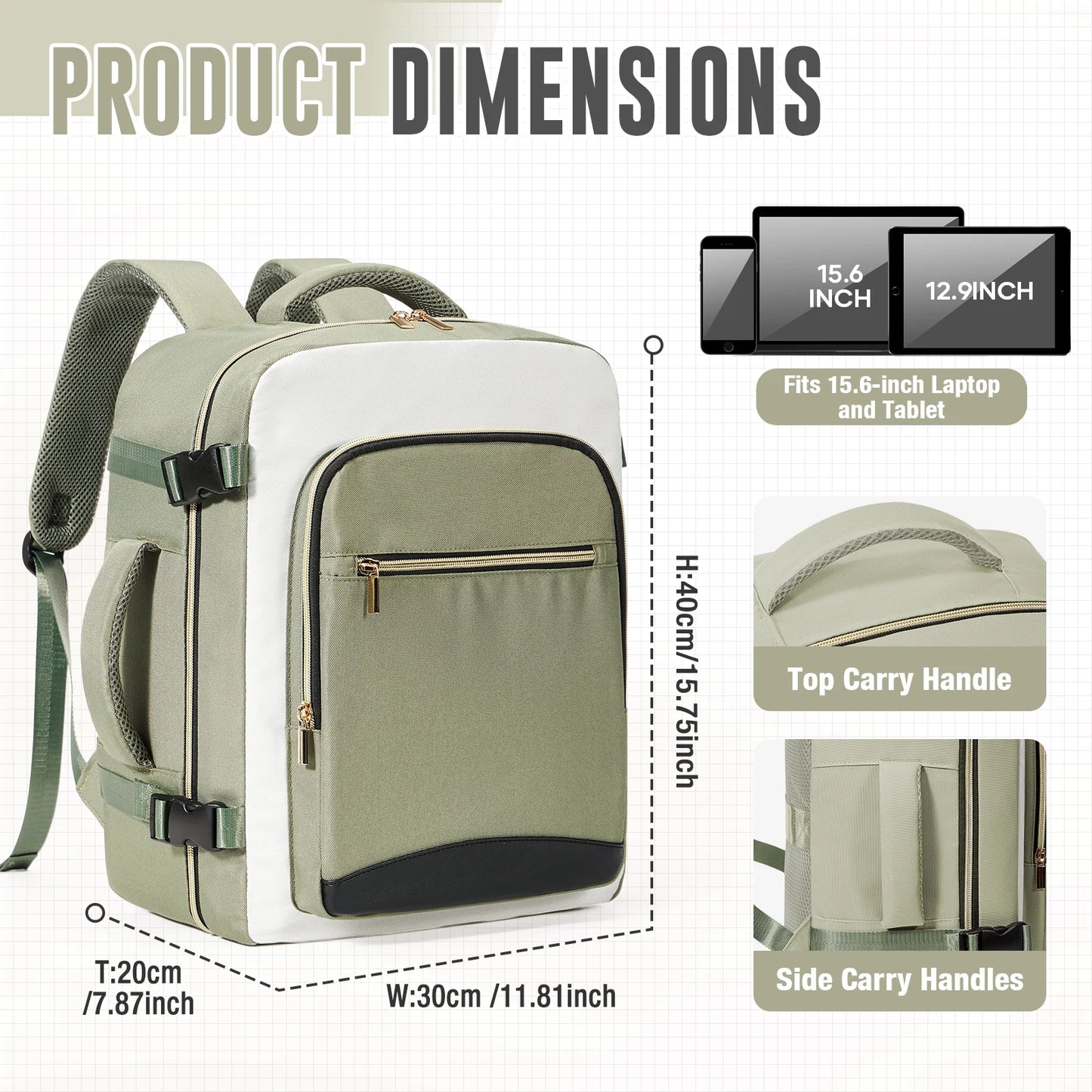 Ryanair 40x30x20 Travel Backpack - Airline Carry-On Laptop Bag for School, College & Outdoor Trips